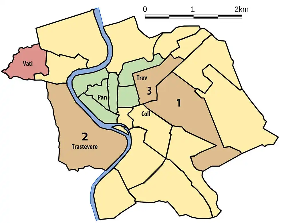 barrios y hoteles en Roma